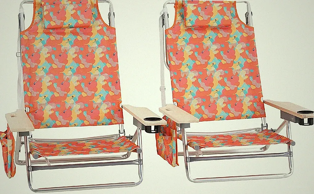 2 Pack Backpack Beach Chairs Folding Portable Lounge Chairs Adjustable Recliner