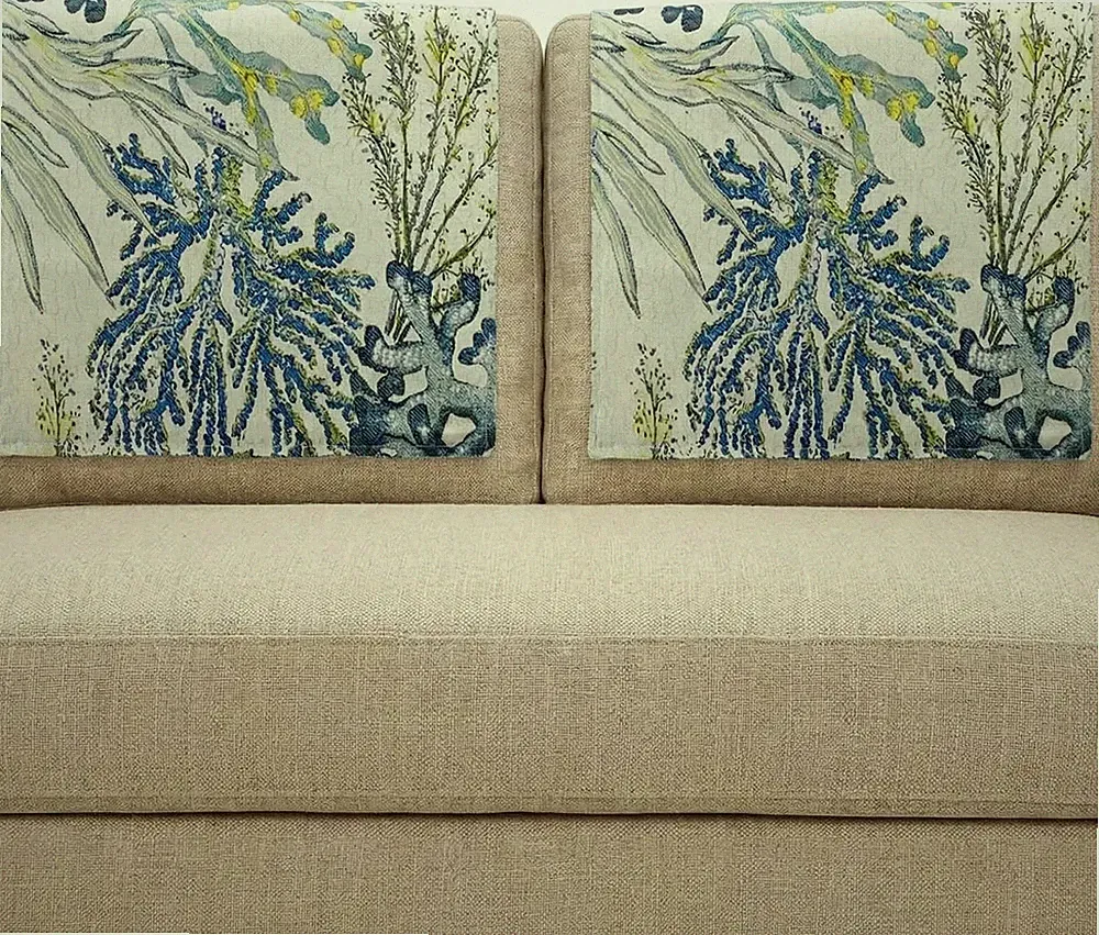 2 Pieces Headrest Protector Covers for Recliner Chair with Plant Print Linen Cha
