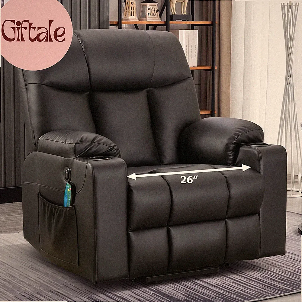 26" Extra Wide Lift Chair with Heat and Massage, Faux Leather Power Lift Recline