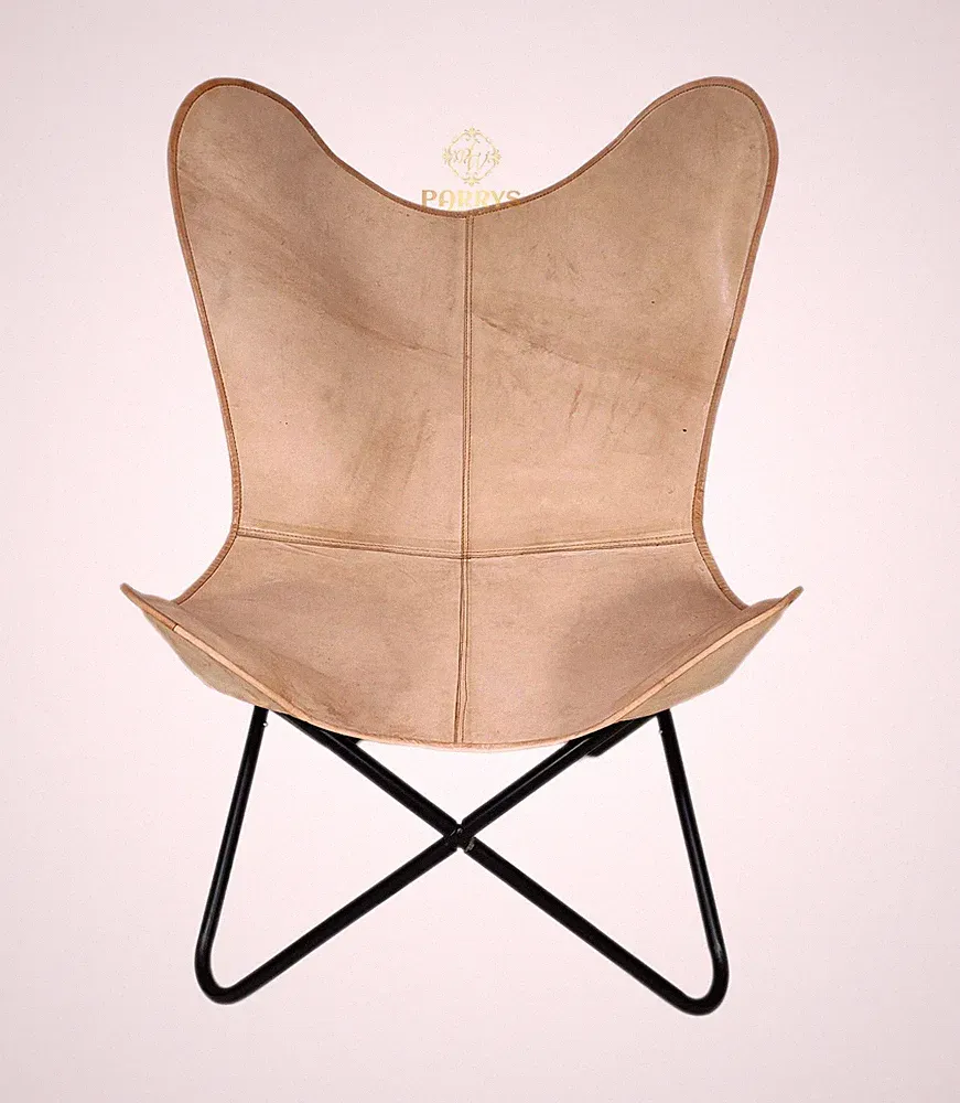 Arm Chair - Iron Stand Openable Leather Butterfly Recliner Chair PL2.66