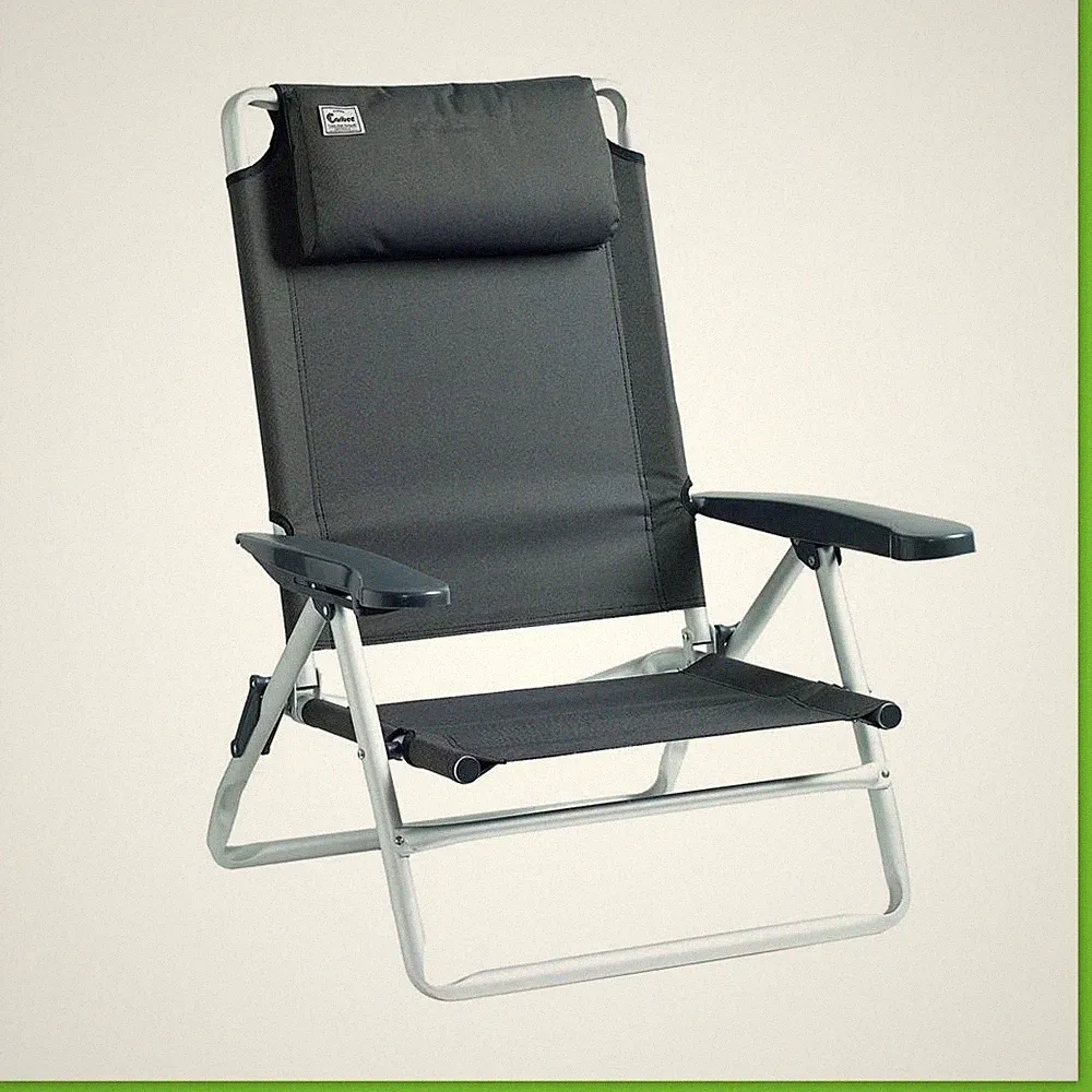 Caribee Balmoral Recliner Beach Arm Chair Folding Portable Foldable Camping Grey