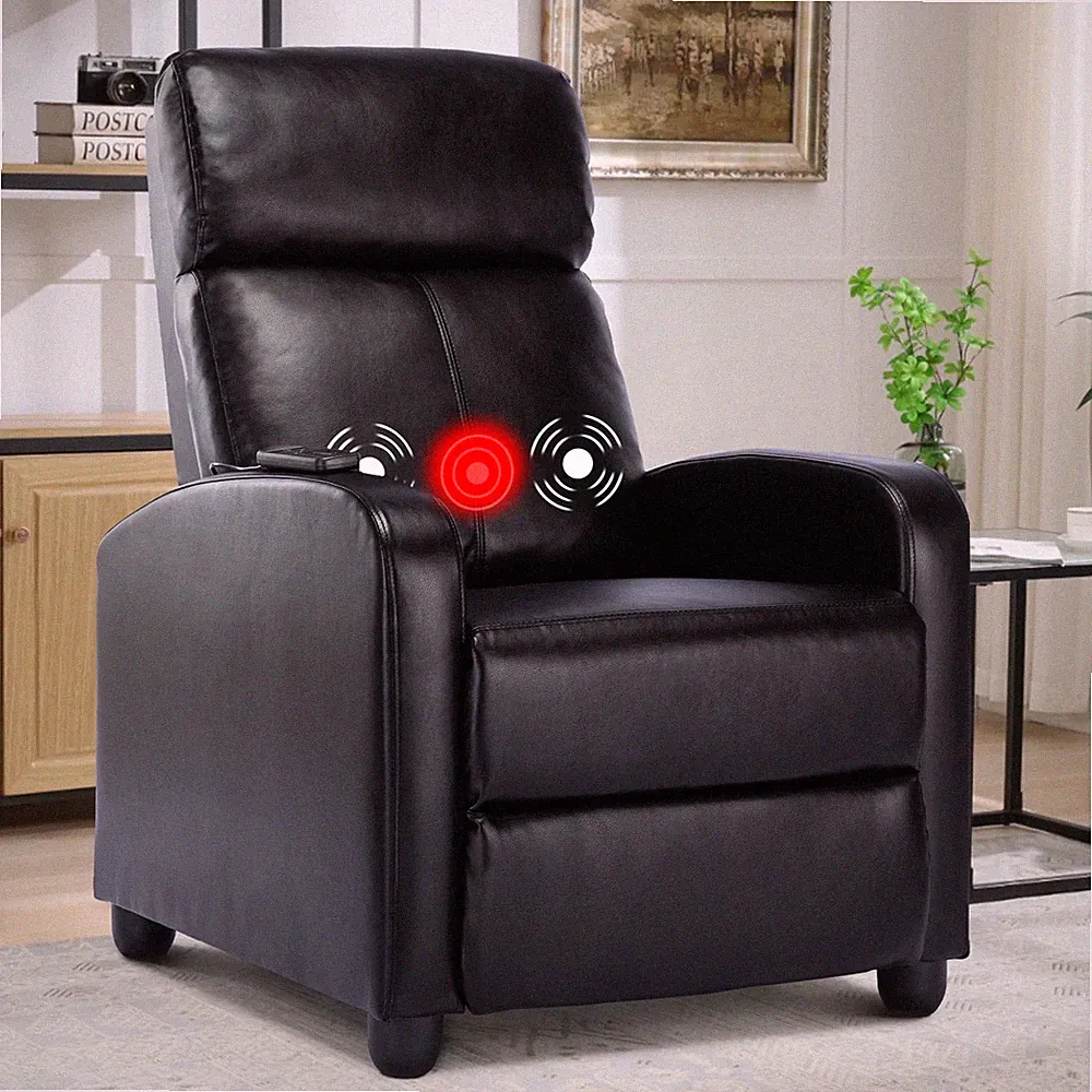 EBELLO Home Theater Seating Massage PU Leather Recliner Chair for Living Room
