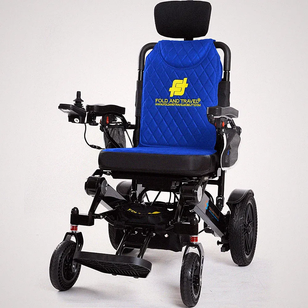 Fold And Travel Auto Recline Lightweight Foldable Electric Power Wheelchair