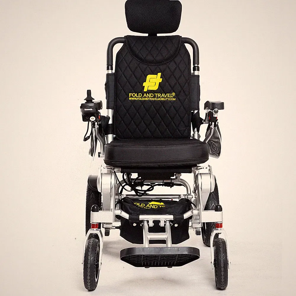 Fold And Travel Auto Recline Lightweight Foldable Electric Power Wheelchair