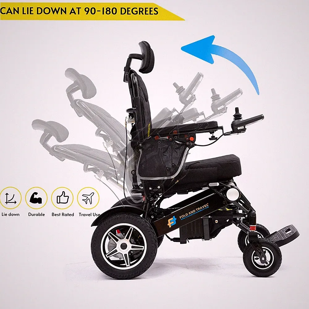 Fold and Travel Manual Recline Lightweight Electric Power Wheelchair for Seniors