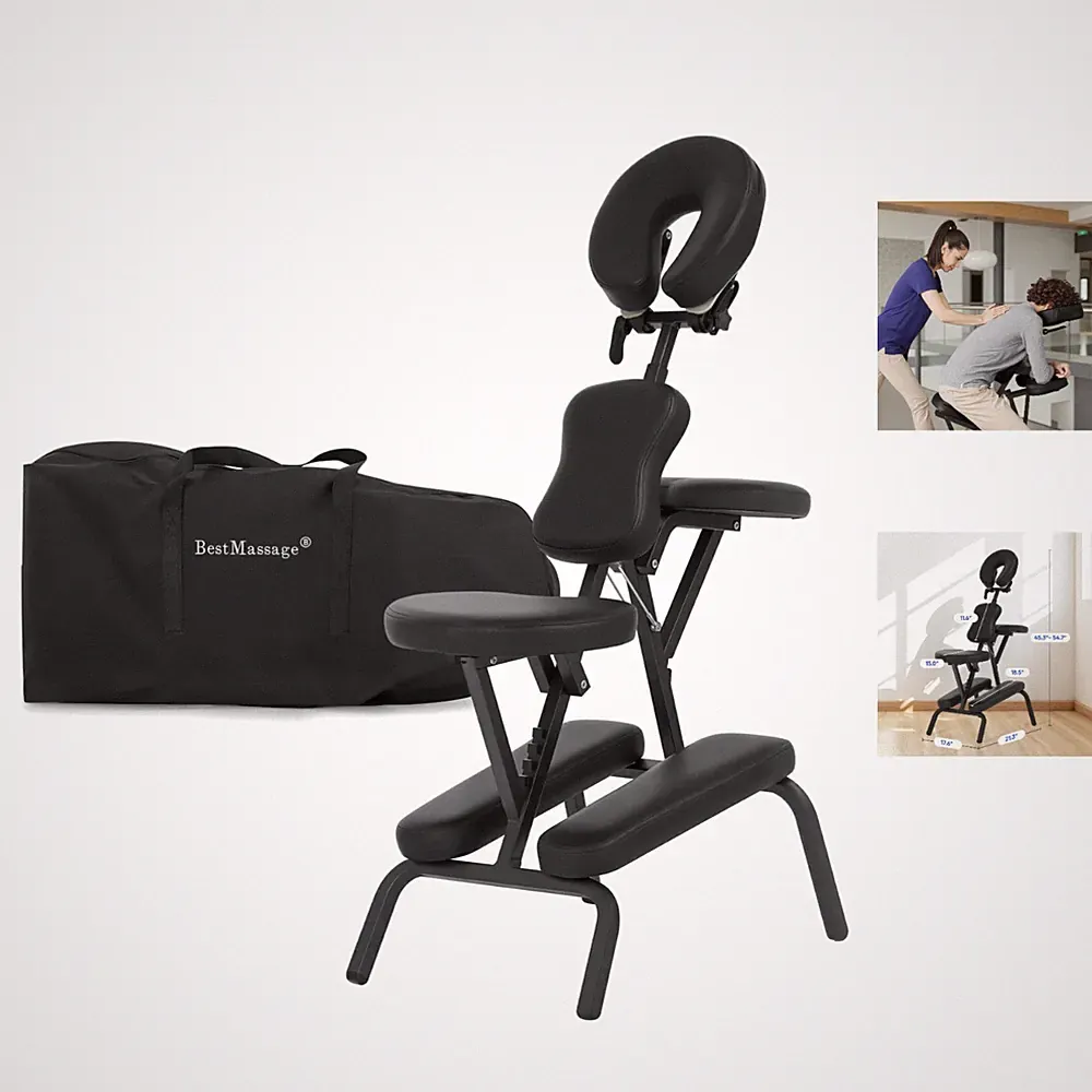 Foldable Spa Chair with Durable Steel Frame – Portable Therapy Solution in Black