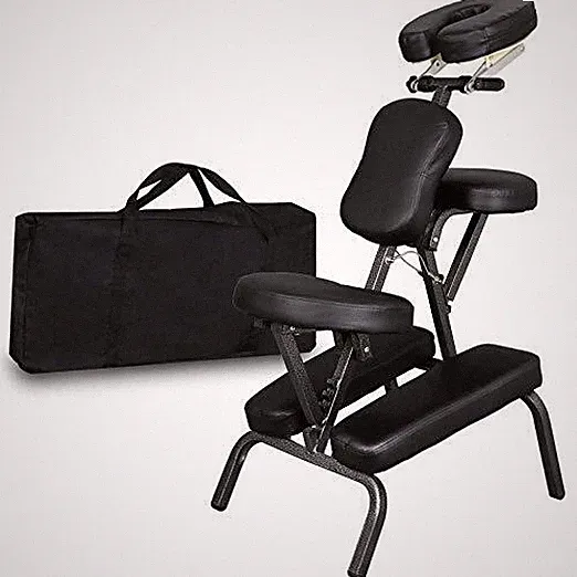 Folding PU Leather Pad Travel Tattoo Spa Salon Massage Chair Black Portable