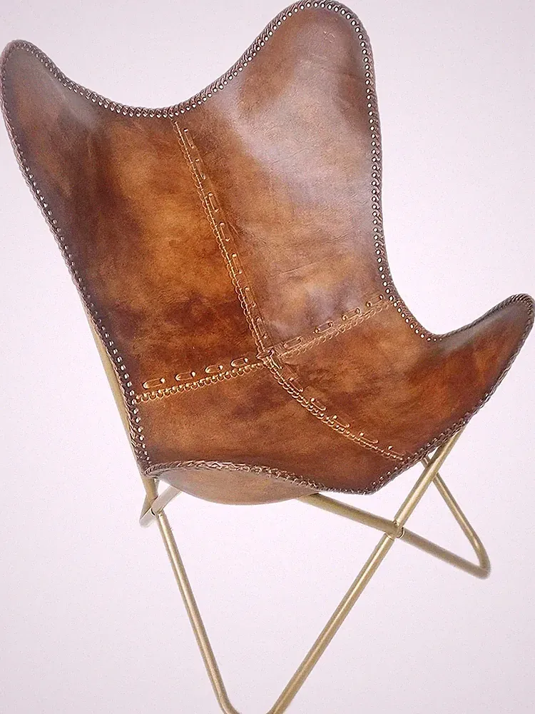 Handmade Vintage Leather Butterfly Chair, Mid Century Modern BKF Lounge Chair P