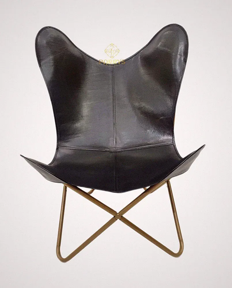 Leather Butterfly Chair BKF Design Black Lounge Armchair Retro Mid Century P
