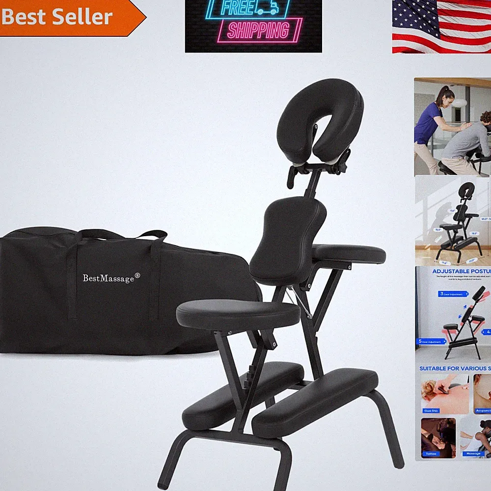 Lightweight Foldable Massage Chair with Cushion & Adjustable Face Cradle