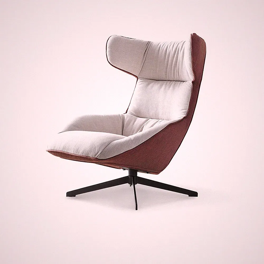 Living Room Wingback Leisure Chair Comfy Scandinavian Style Steel Leg Linen New
