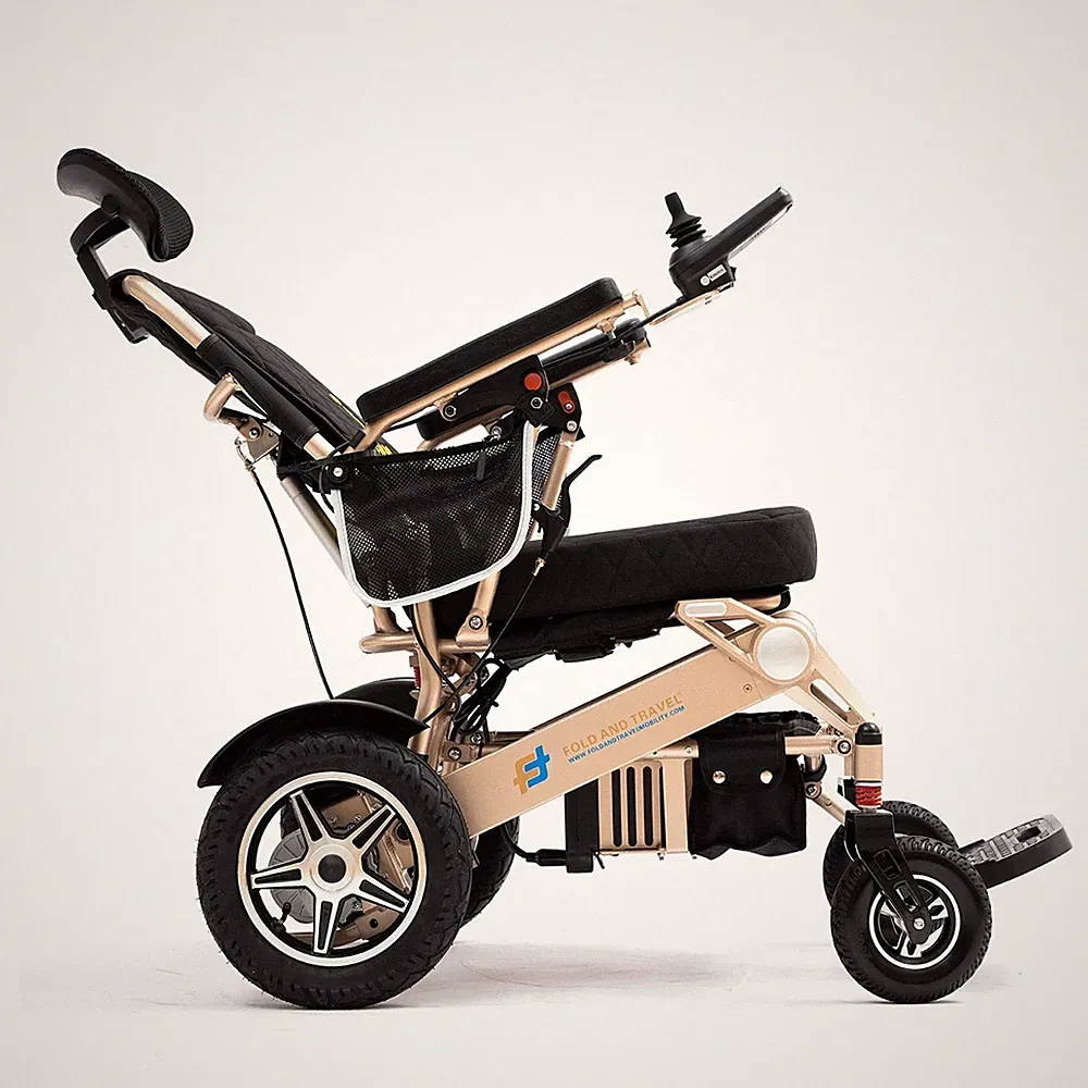 Manual Recline Lightweight Foldable Electric Wheelchair with Remote Controller