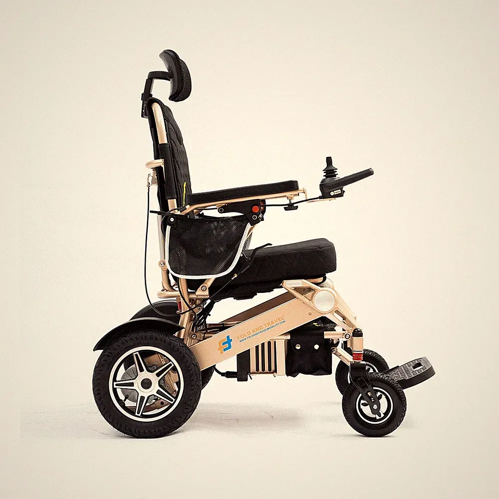 Manual Reclining Lightweight Foldable Electric Wheelchair with Remote Controller