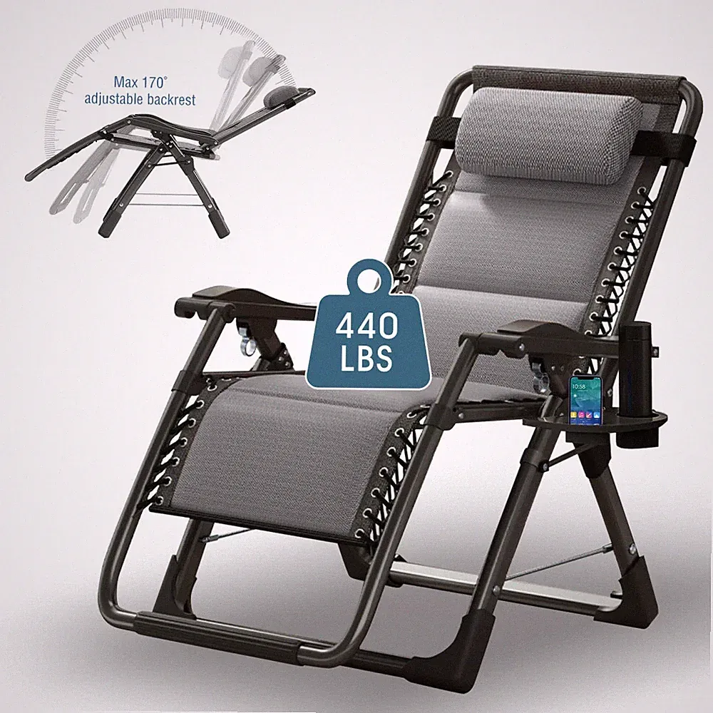 MOPHOTO Zero Gravity Chair, Premium Lawn Recliner Folding Portable Chaise Lounge