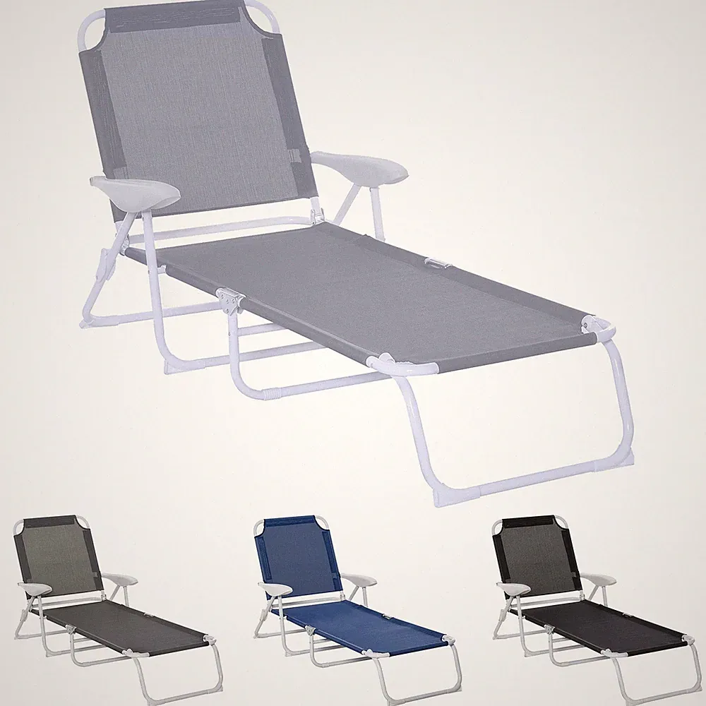 Outsunny Folding Sun Lounger Garden Reclining Lounge Chair 4-Level Backrest