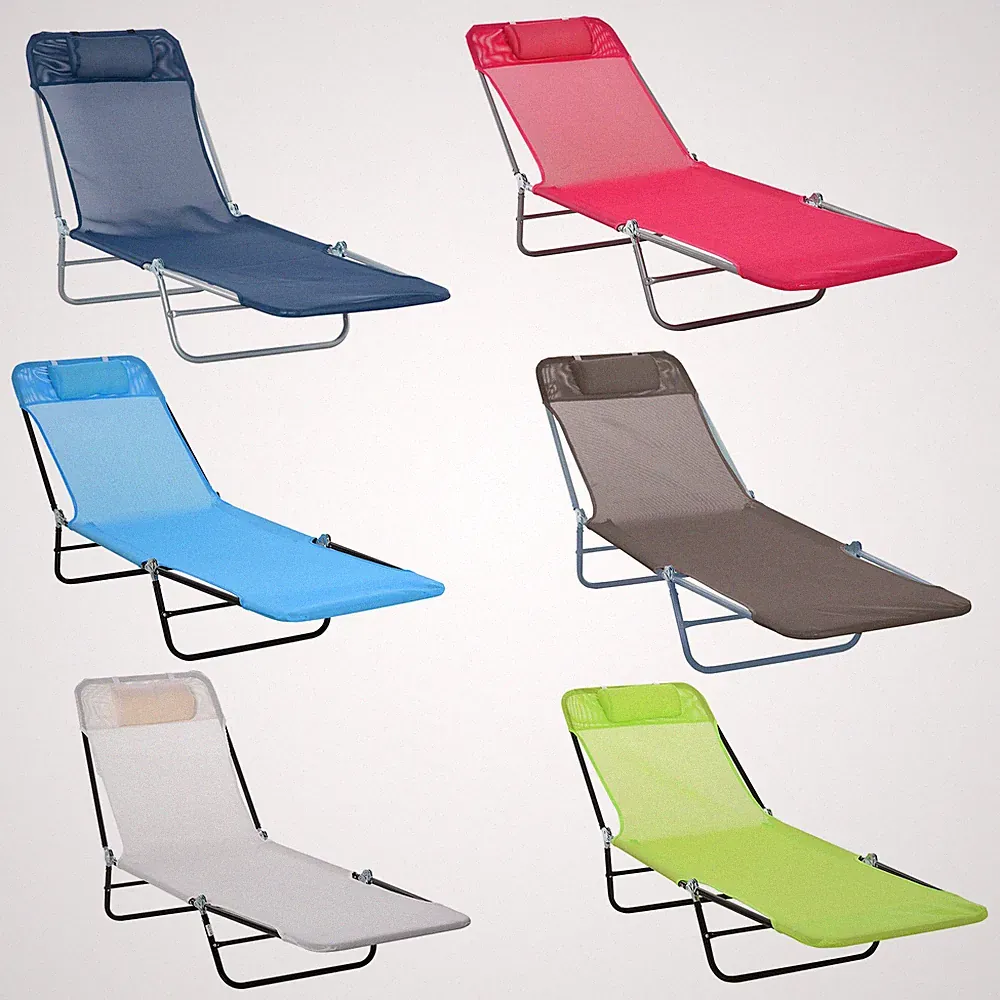 Outsunny Mesh Outdoor Reclining Lounge Chair Lightweight & Portable