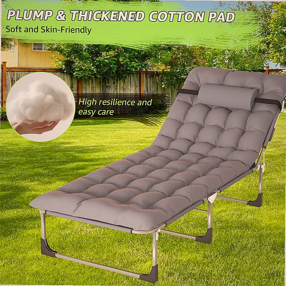 Premium Folding Chaise Lounge - Adjustable Recliner for Pool/Beach/Camping