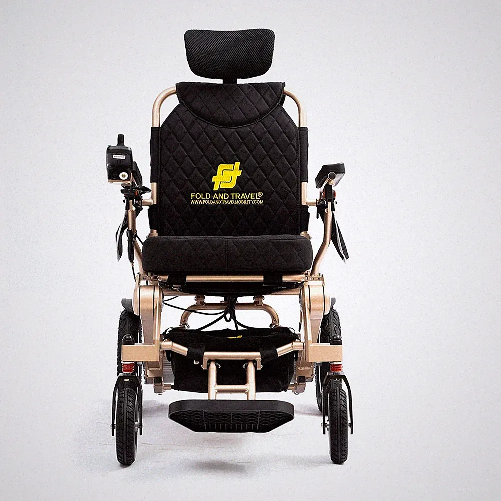 Premium Manual Reclining Foldable Electric Wheelchair with Remote Controller