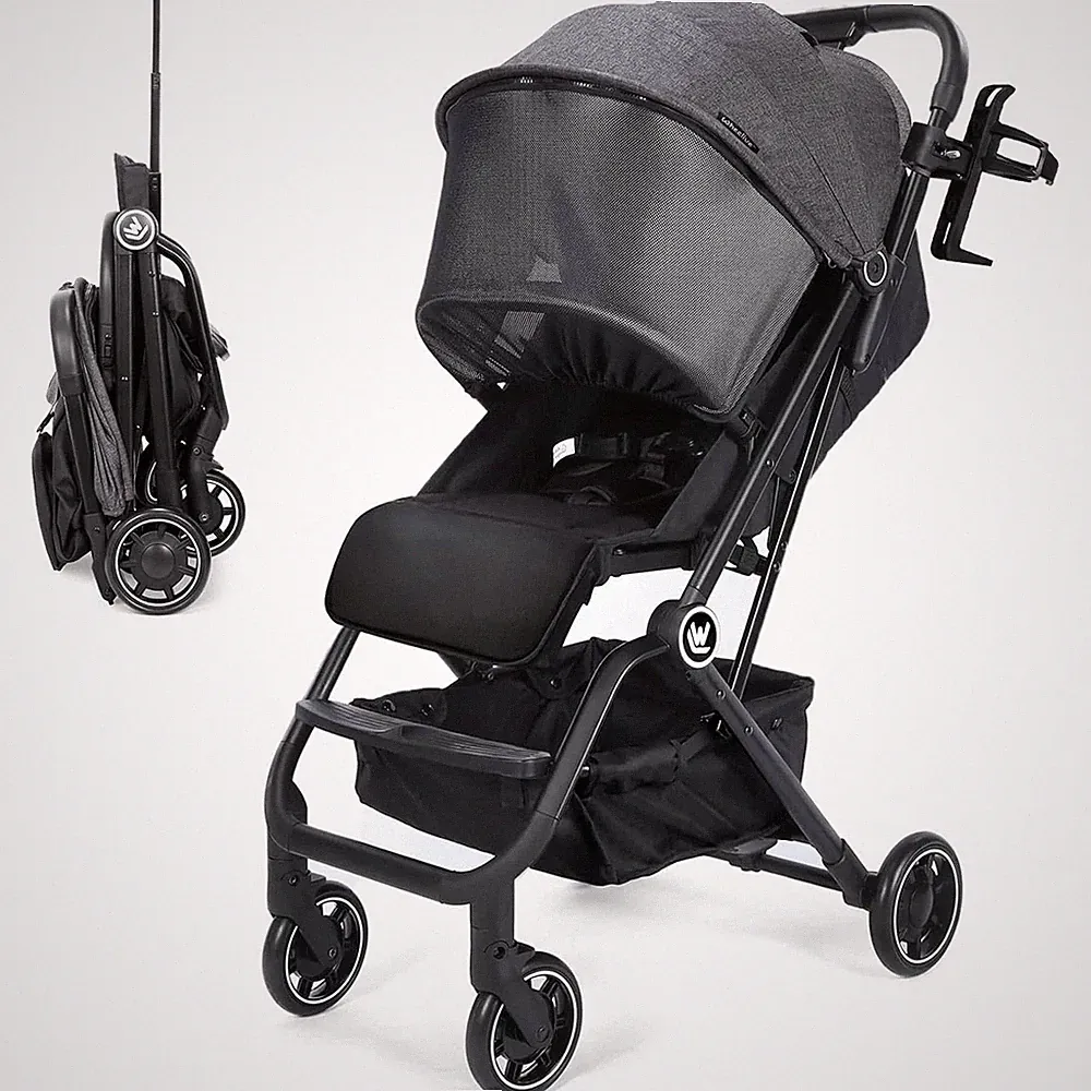 Rollingsurfer Lightweight Travel Stroller Compact One Hand Foldable Reclining