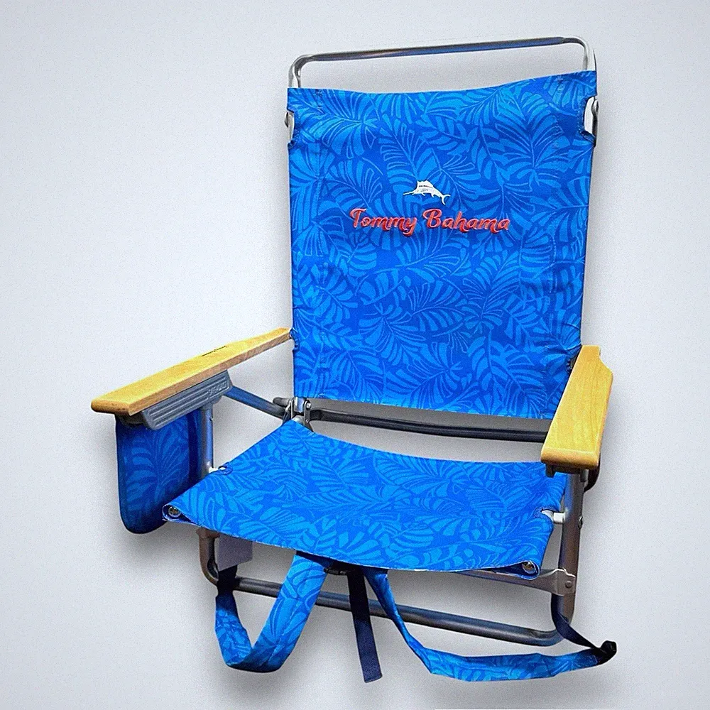 Tommy Bahama Chair 5 Position Classic Lay Flat Folding Beach Chair Backpack