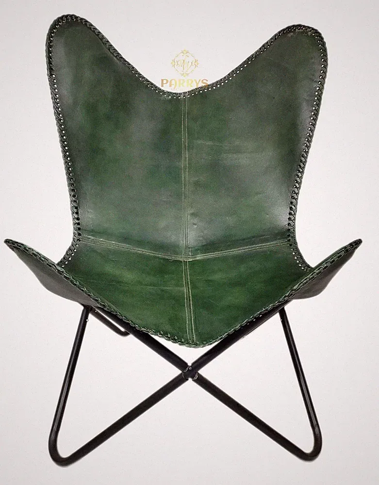 Vintage Handmade Leather Butterfly Chair Genuine Leather Folding Lounge Chair Pl