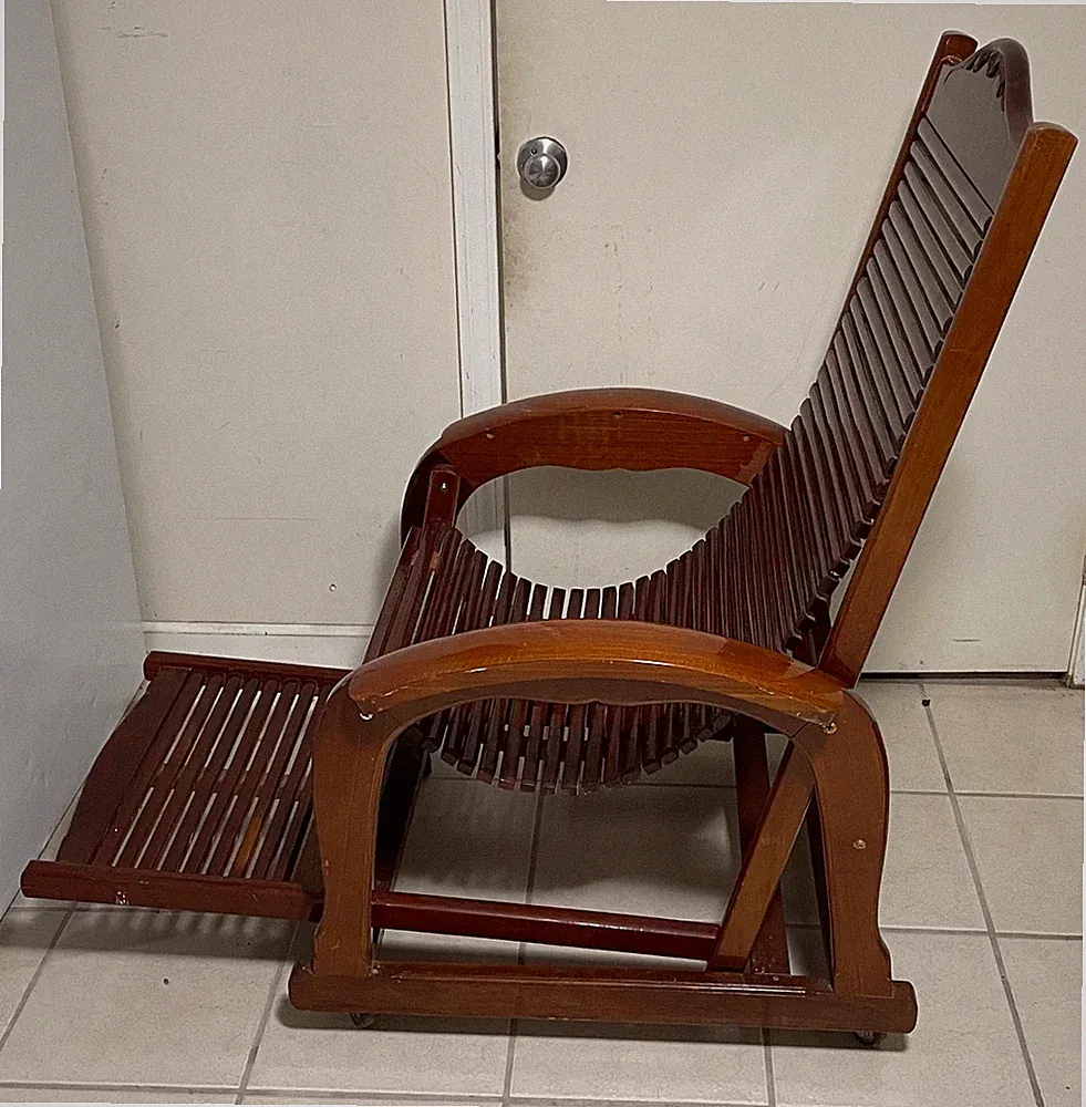 Wooden Deck Chair Garden Patio Sun Lounger push back Adjustable Reclining